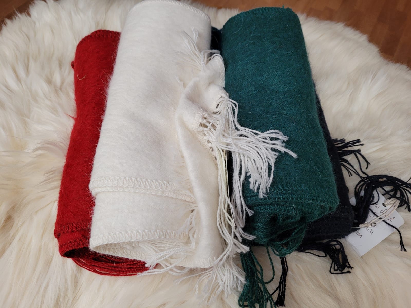 Green Alpaca Brushed Scarf