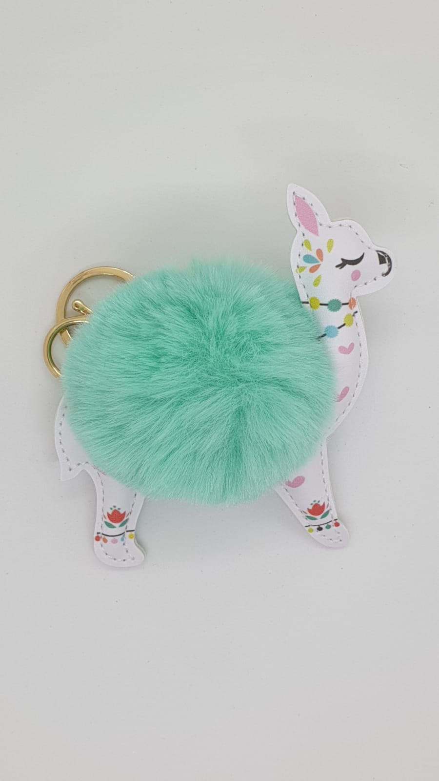 Green Alpaca Key Ring