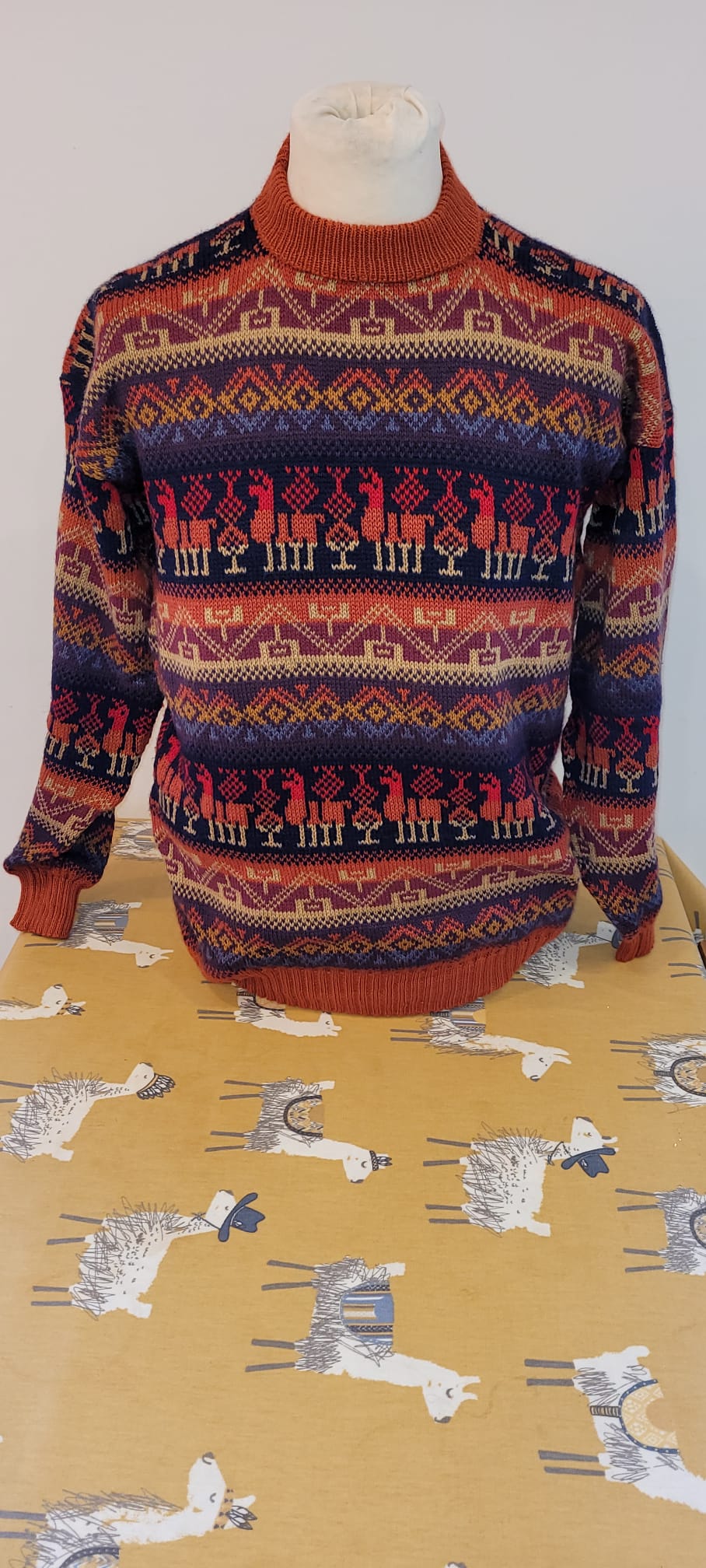 Alpaca Jumper Brown And Blue