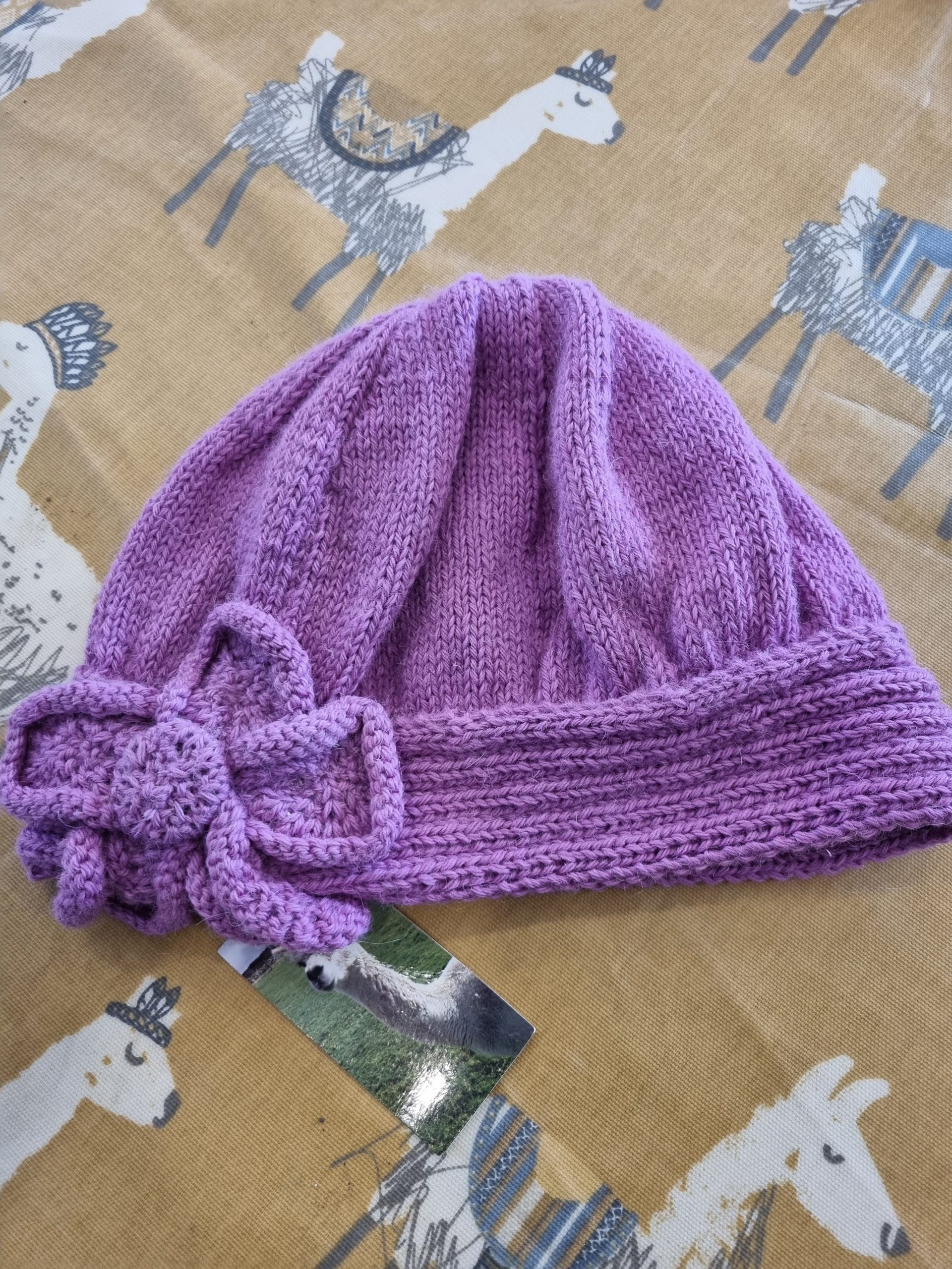 Purple Alpaca Flower Hat