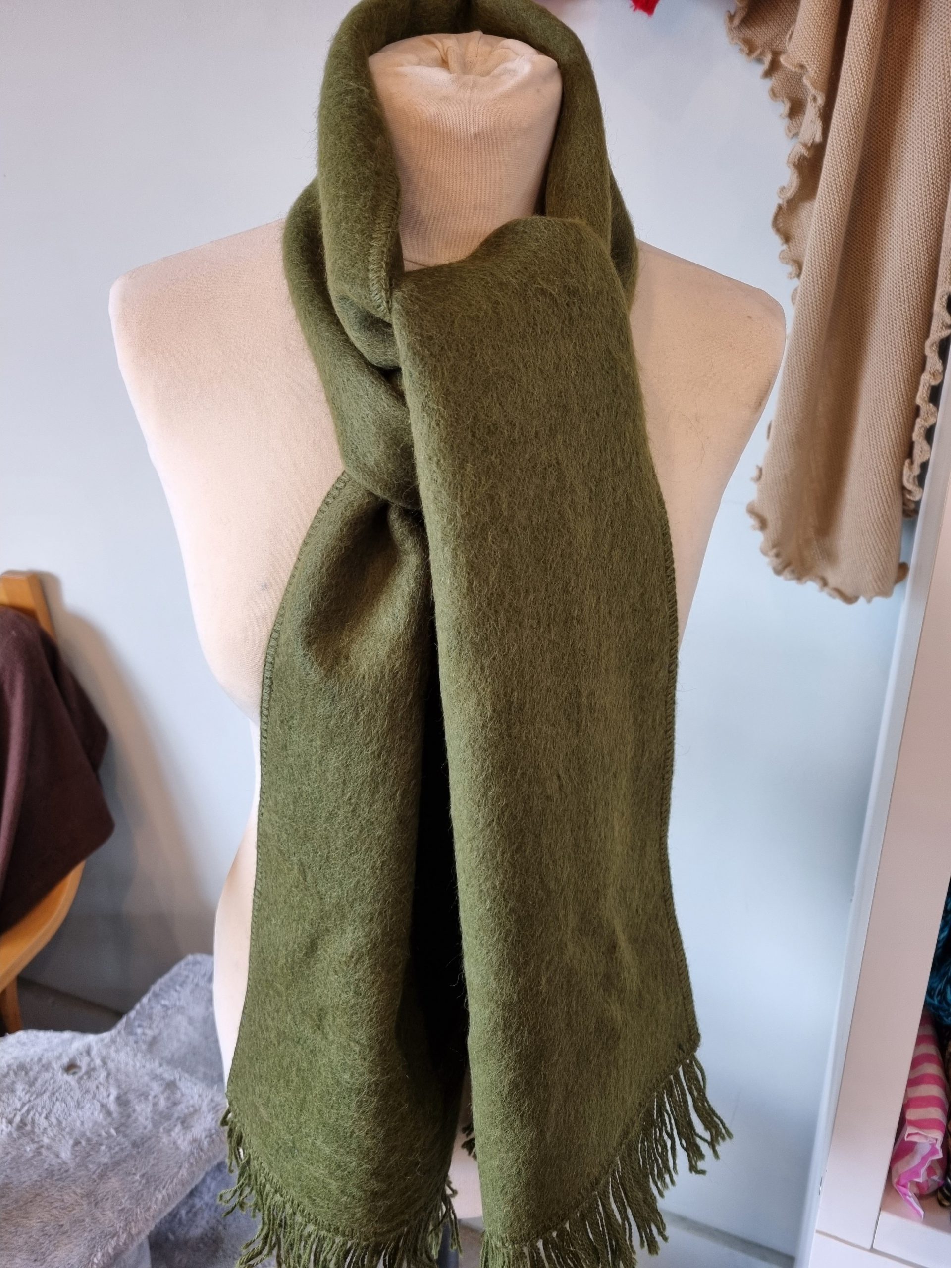 Green Alpaca Brushed Scarf