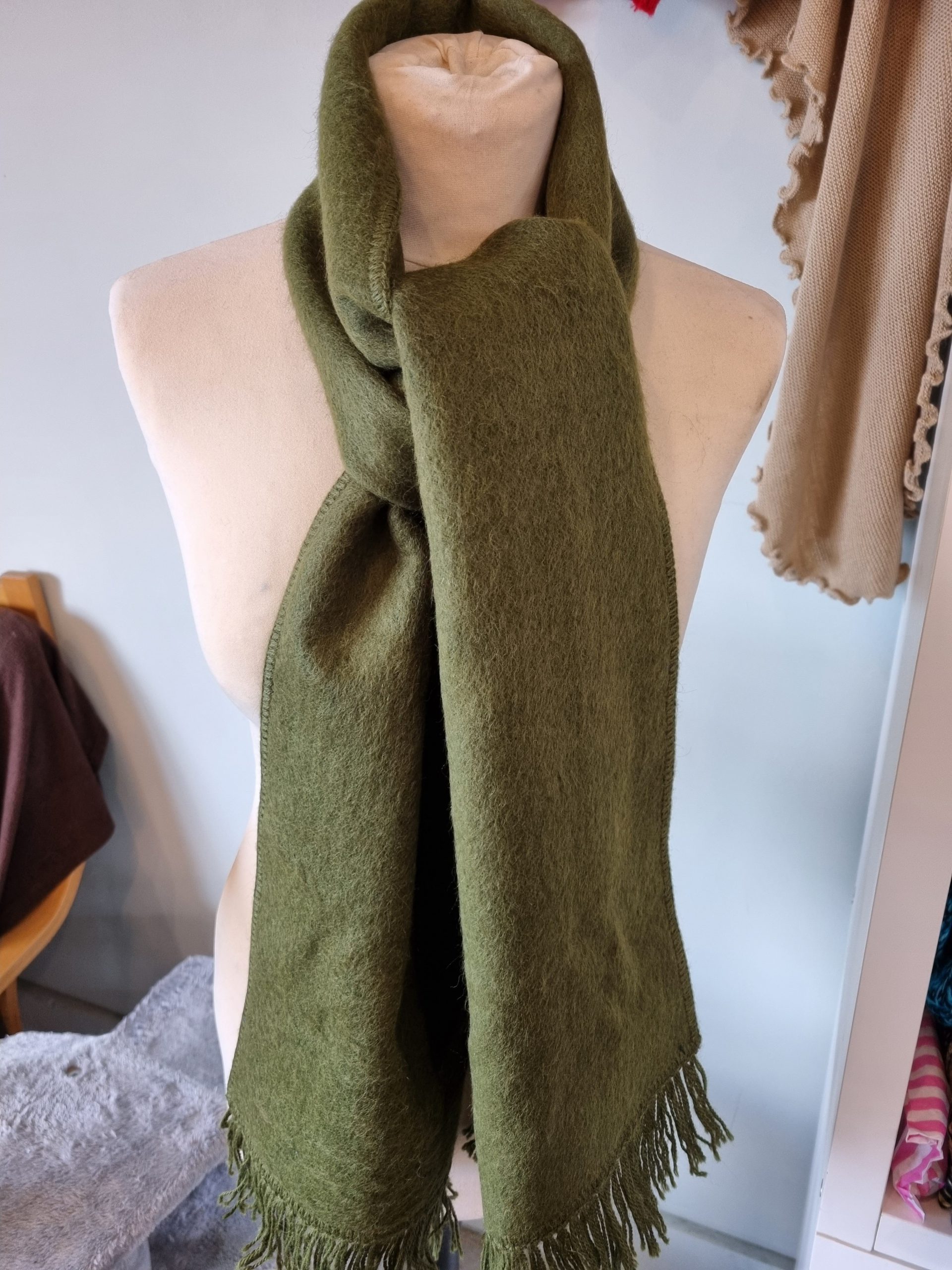 Green Alpaca Brushed Scarf 