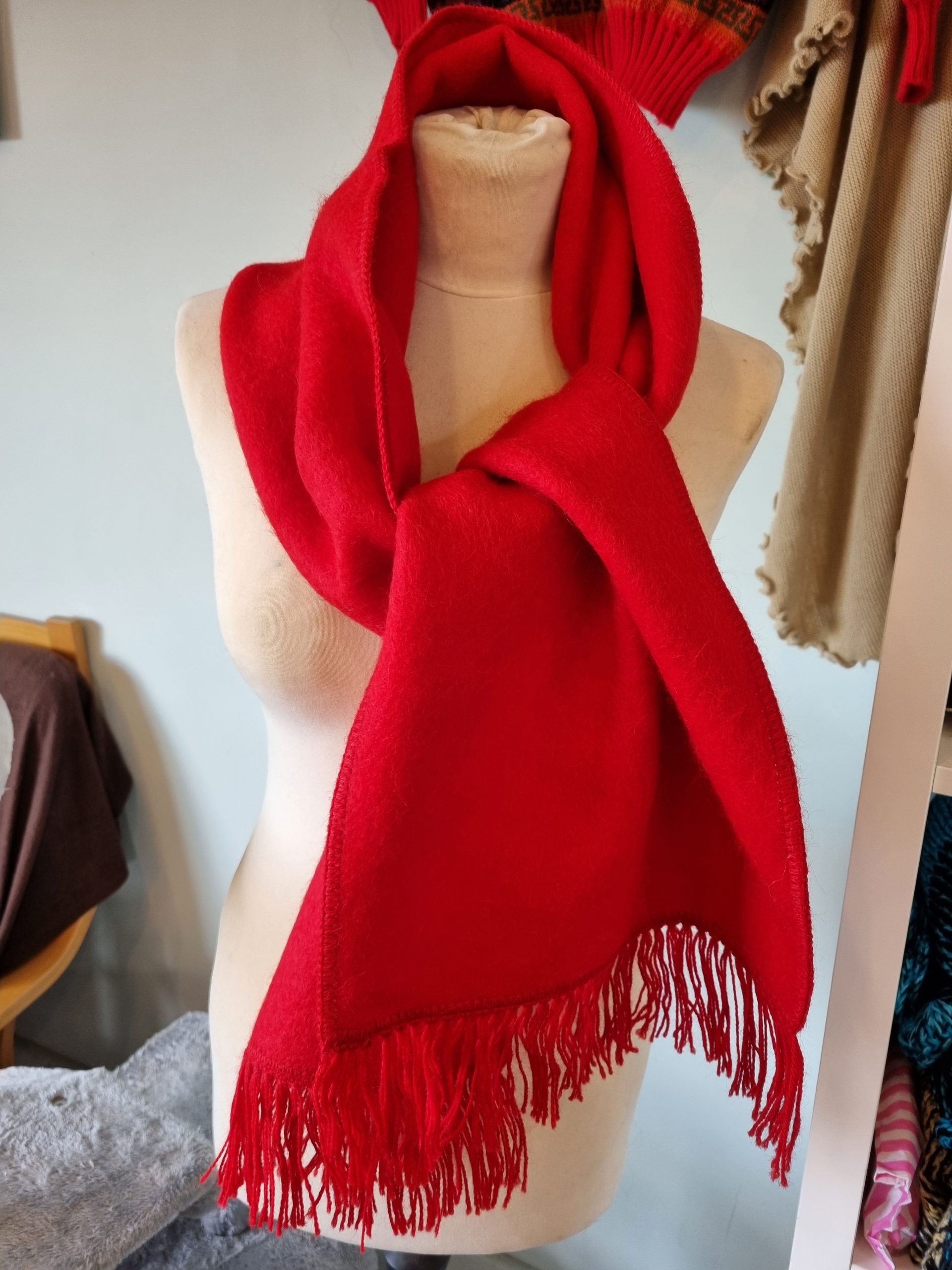 Red Alpaca Brushed Scarf 