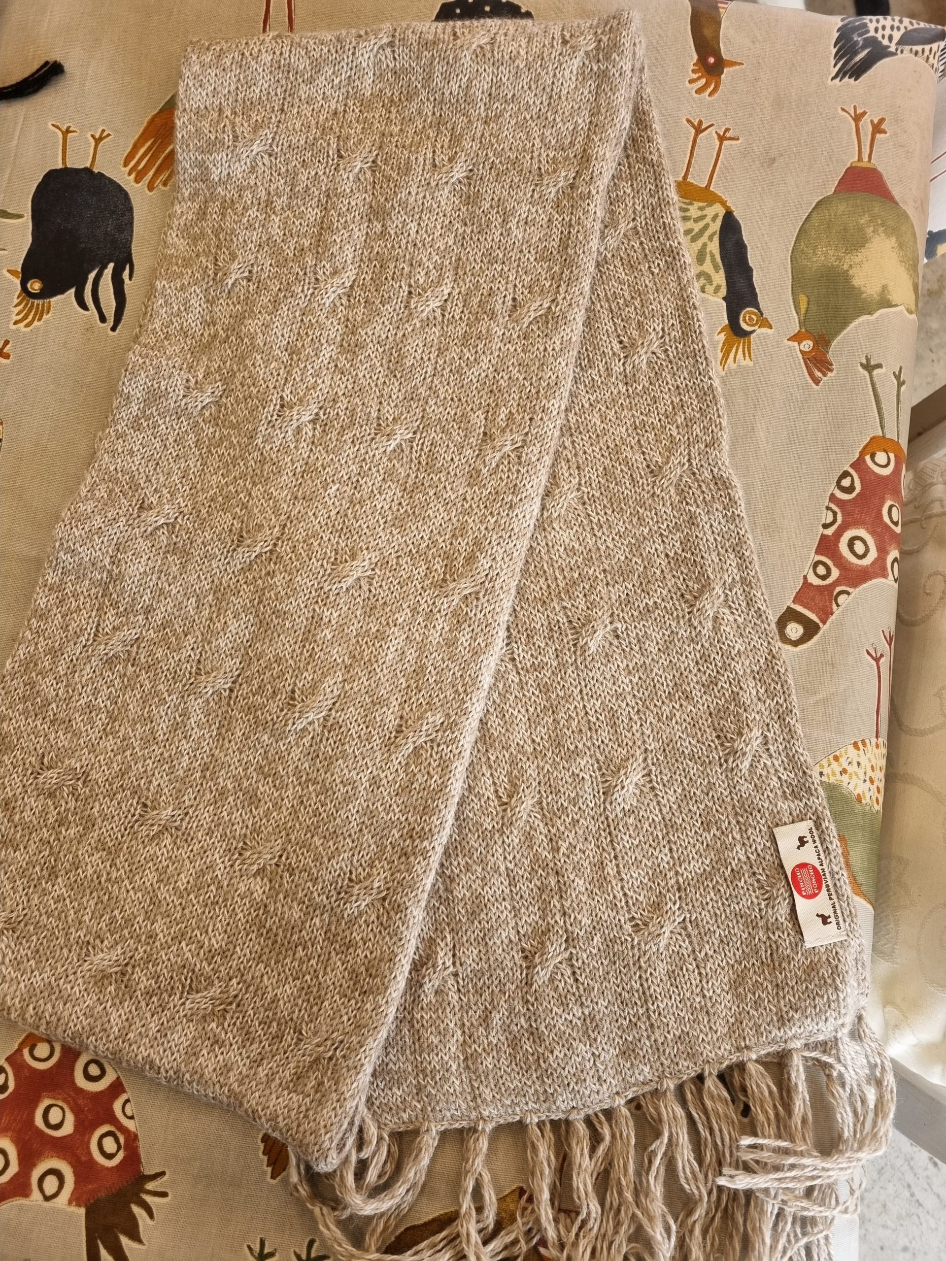 Cream Cable knit Alpaca Brushed Scarf