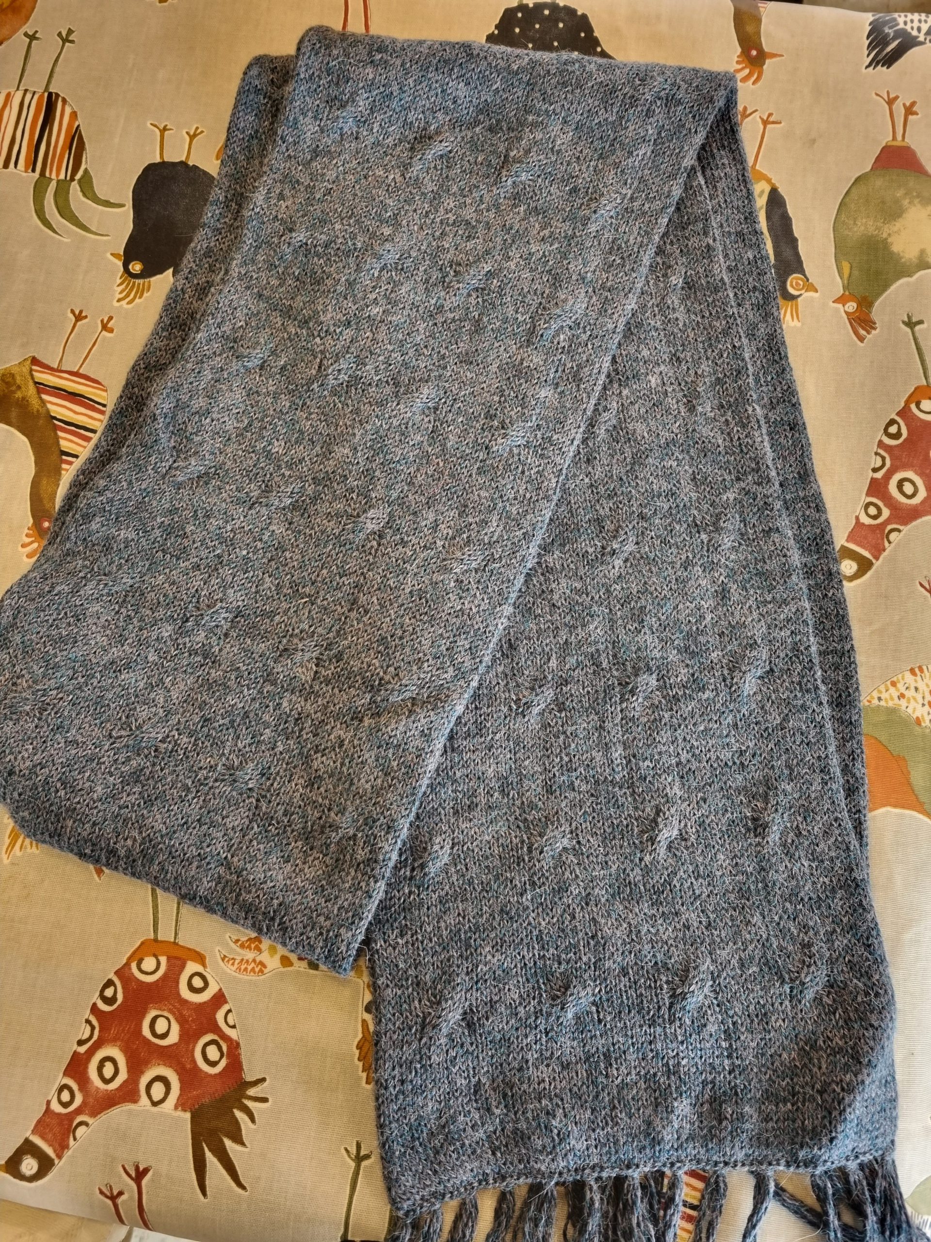 Grey Cable knit Alpaca Brushed Scarf 